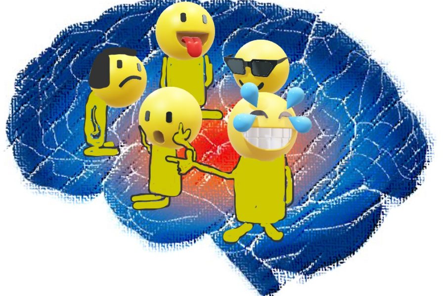 Emojis und Abbildung von Gehirrn