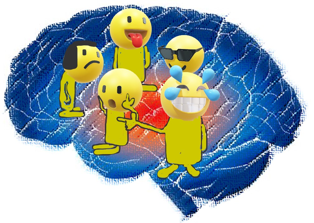 Emojis und Abbildung von Gehirrn